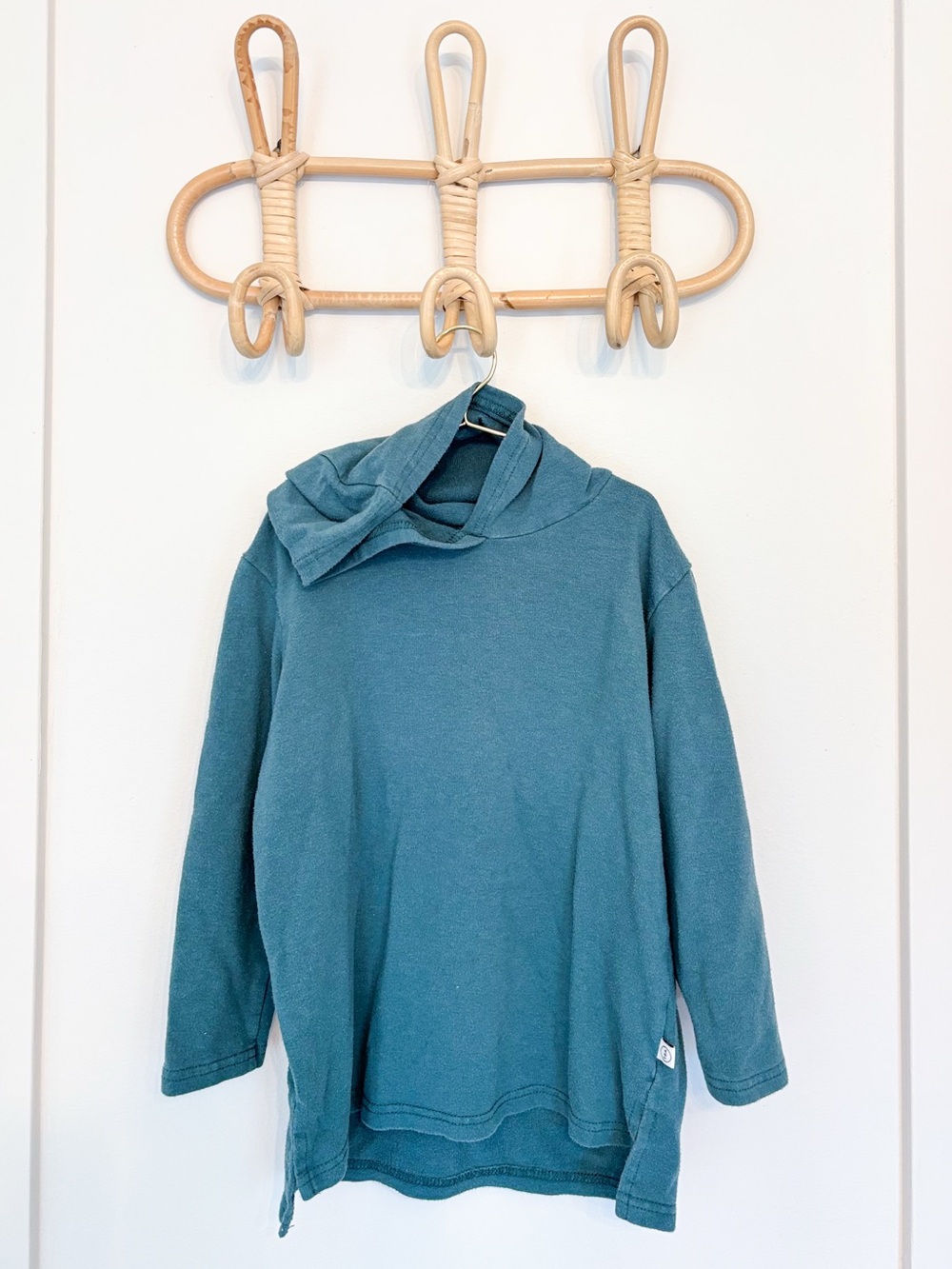 Kids Bamboo Hooded Long Sleeve Top - Teal Blue